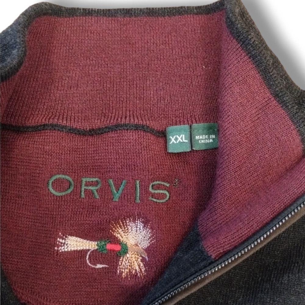 Orvis Merino Wool Quarter Zip Sweater 2.0 Men's XXL Charcoal 28RZ Fly - Picture 6 of 7